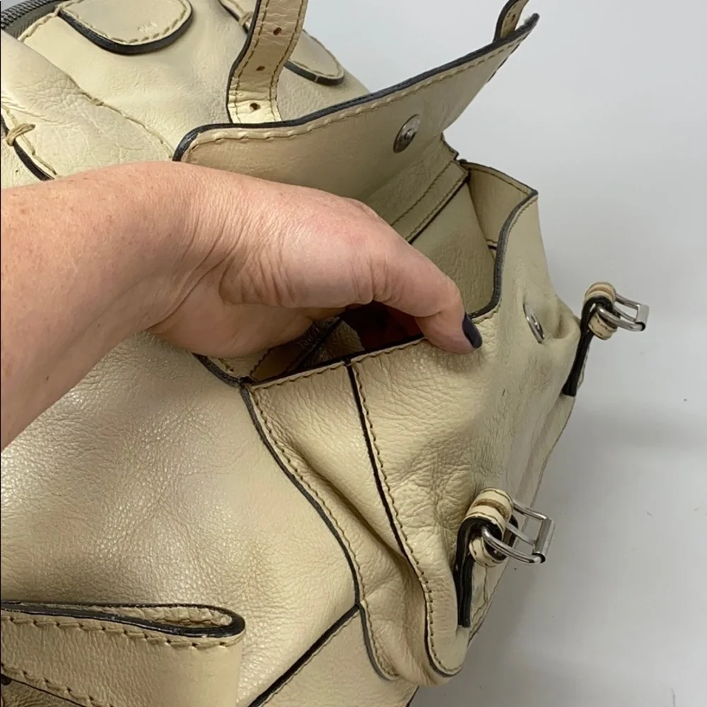 Chloe Edith XL Dome Beige Calfskin Bowler Bag